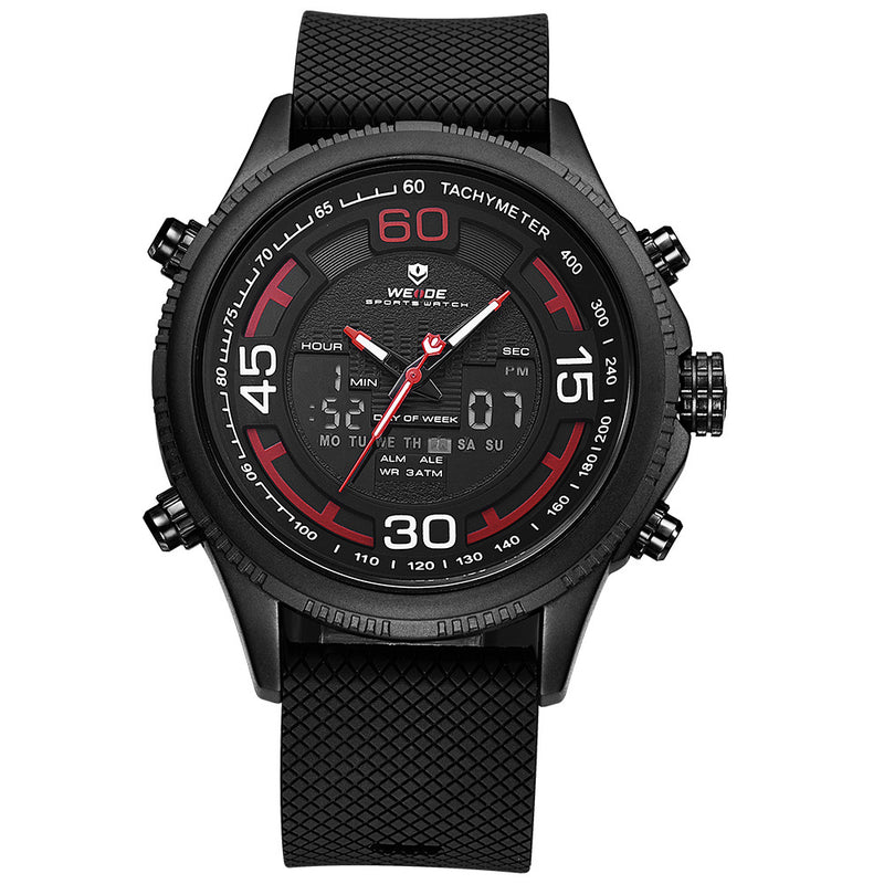 WEIDE 6306 Dual Display Digital Watch Cosy Silicone Strap Alarm Calendar Luminous Sport Watch