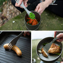 Naturehike NH19T011-D 3pcs/set Portable Tableware Titanium Alloy Picnic BBQ Fork Spoon Cutter With Carabiber
