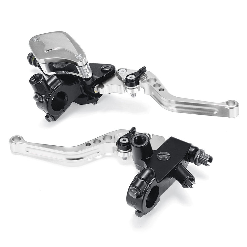 7/8" 22mm Motorcycle Handlebar Hydraulic Brake Clutch Master Cylinder Lever Reservoir Set