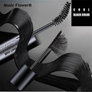 Music Flower Black Thick Double Brush Mascara Electric Eye Fixer Makeup Waterproof Longlasting Curling Smudgeproof