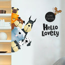 Cartoon Wall Stickers Cute Animals A Pro - Green Living Room Sofa Posted Children 's Room Paste