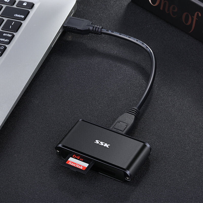 SSK SCRM630 Aluminum Alloy All-in-One USB 3.0 to Micro SD TF CF SD Card Reader