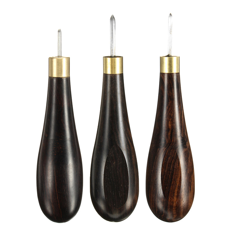 3/4/5MM Diamond Stitching Ebony Blackwood Handle Leather Craft Tool Sewing Awl Kit