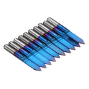 Drillpro 10pcs 0.1/0.2/0.3/0.4/0.5mm 45 Degree Flat Bottom PCB Engraving Bit Blue NANO Coated Carbide CNC Router Tool