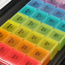 Portable Daily Pill Box Organizer Locking Travel Case 28 Grids 7Day Weekly AM