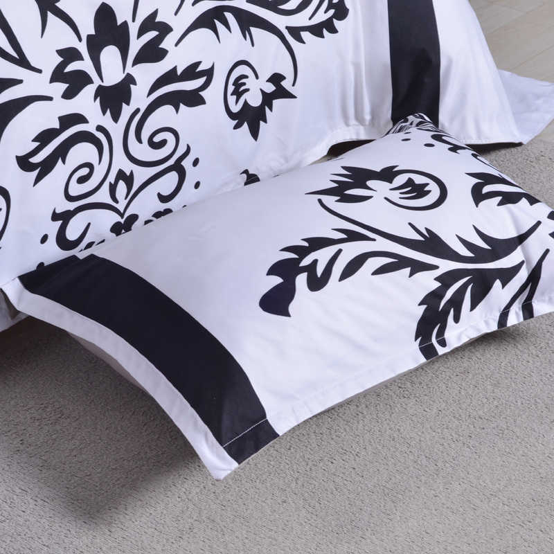 3 PCS Bedding Sets Black And White Printing Quilt Cover Pillowcase For Queen Size