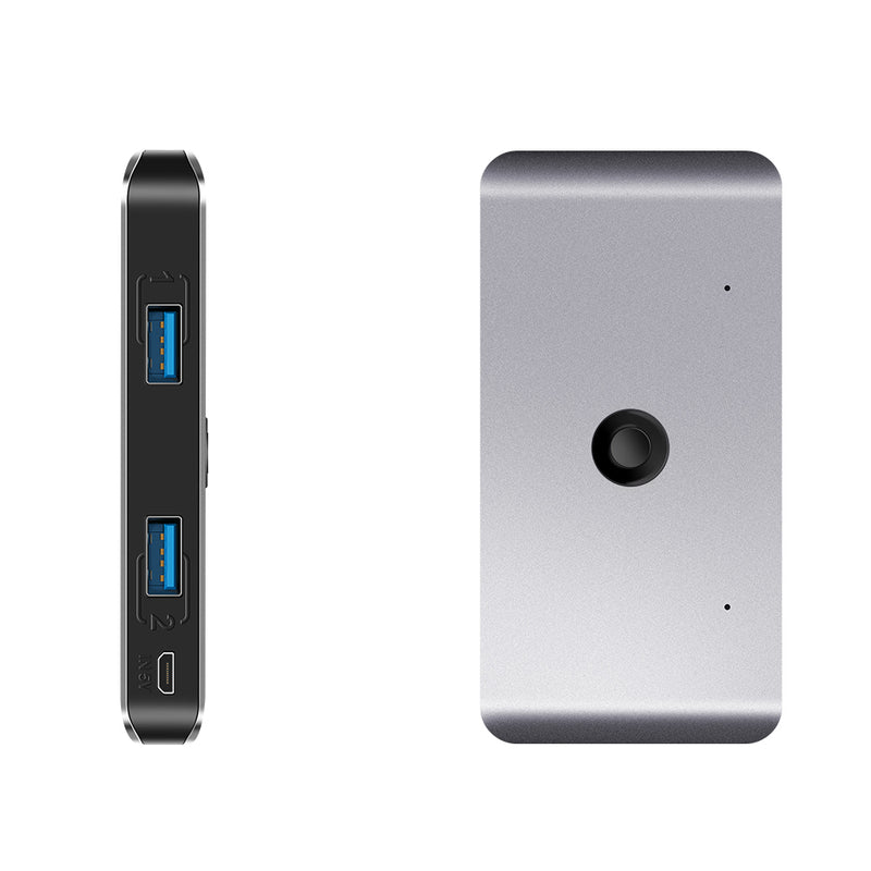 Rocketek USS3 USB KVI Switcher Box 2 Computers 6 Ports USB 3.0 USB Hub Adapter Converter for Keyboard Mouse Printer Monitor