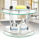 2 Layers Glass Bathroom Corner Shelf Wall Mounted Storage Large Capacity Organizer Storage Baskets