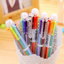 5pcs/lot 6 in 1 Multicolor Rainbow Ballpoint Pen Students Office Transparent Ball Point Ballpoint