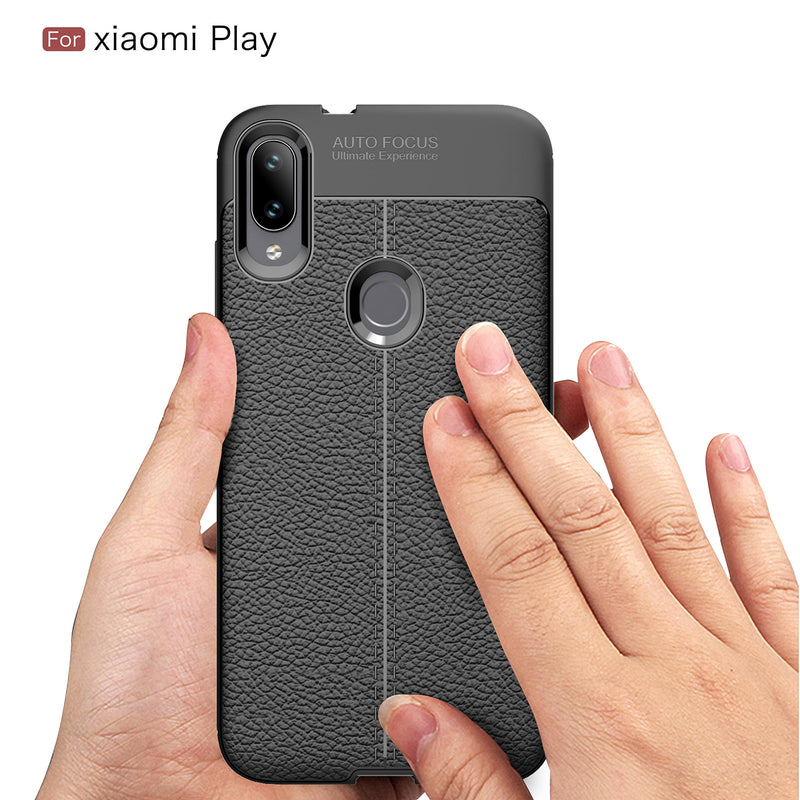 Bakeey Anti-fingerprint Litchi Silicone Soft Protective Case for Xiaomi Mi Play