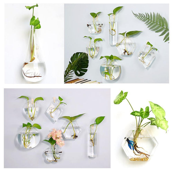 Irregular Wall Hanging Glass Planter Air Plant Terrarium Flower Pots Vase
