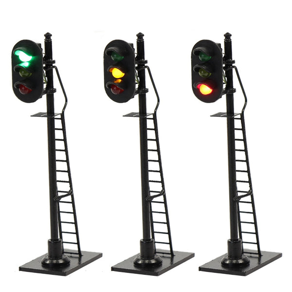 3pcs Model Railway HO Scale Traffic Signal 3-Lights Block Signal 8cm Street Light