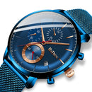 BIDEN BD0179 Chronograph Date Display Men Wristwatch Mesh Steel Band Quartz Watch