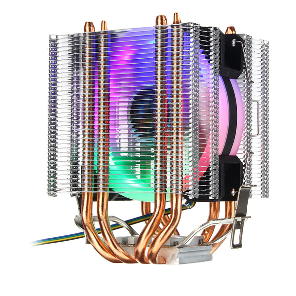 4Pin 4 Heatpipes Colorful Backlit CPU Cooling Fan Cooler Heatsink For Intel AMD