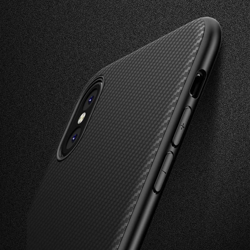 Bakeey Protective Case For iPhone XS Max Carbon Fiber Fingerprint Resistant Soft TPU Back Cover