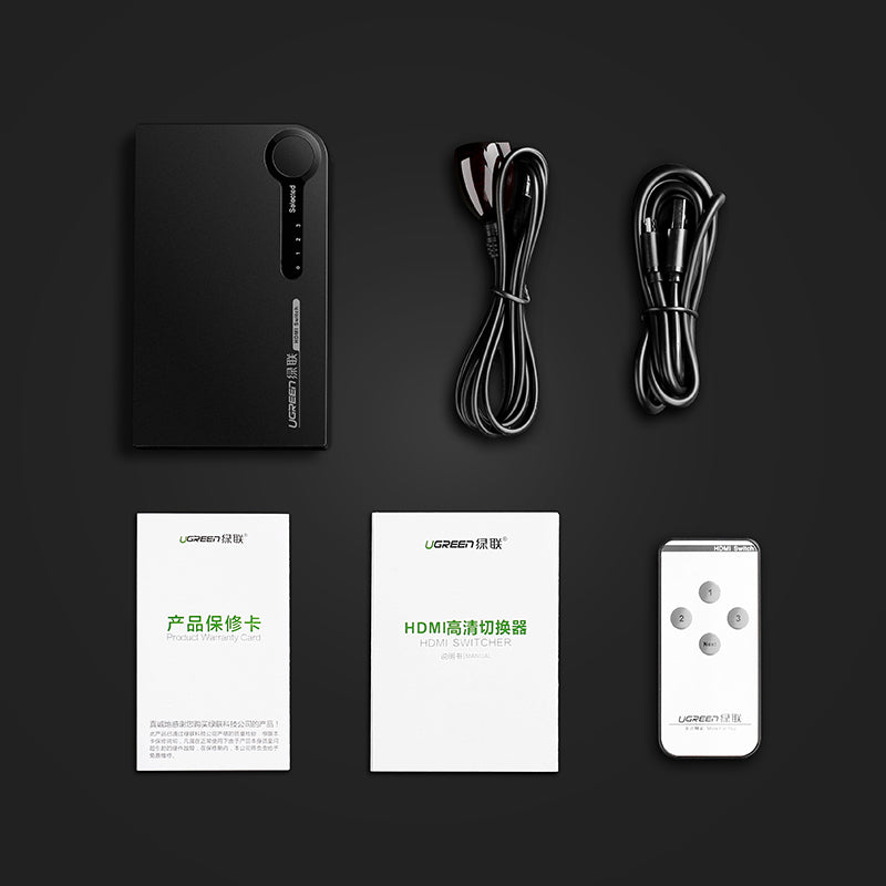 Ugreen 40234 HDMI Splitter 3 Input 1 Output 4K HD Switcher for PC Laptop XBOX 360 PS3 PS4 Nintendo Switch HDMI Adapter