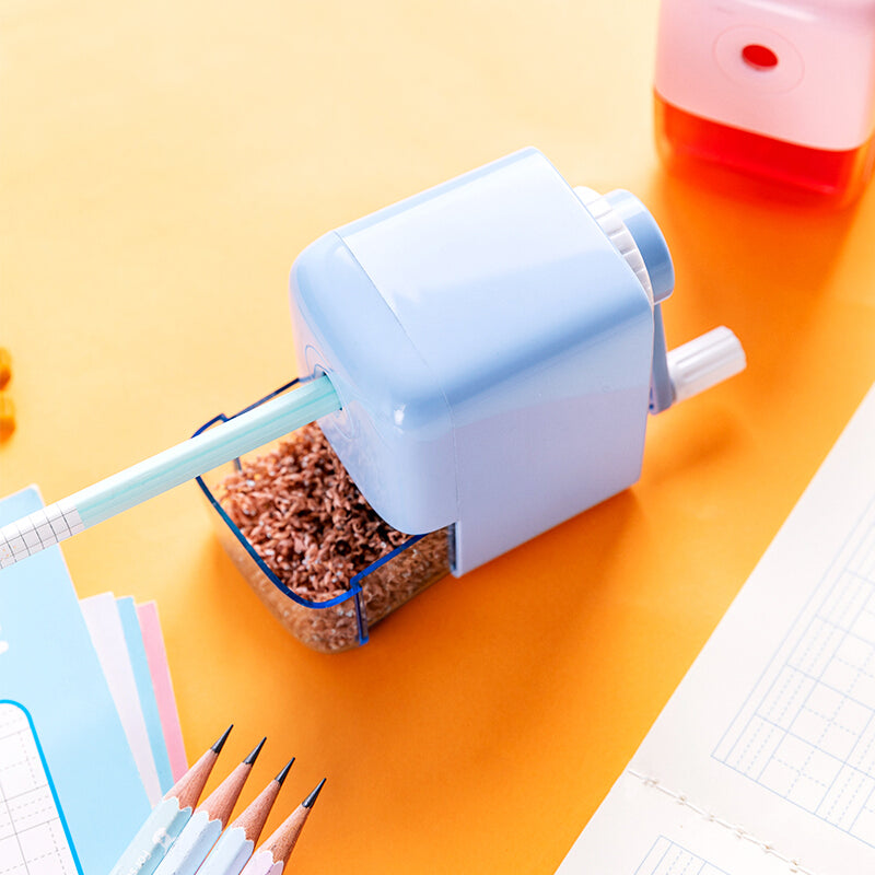XIAOMI Ecosystem Deli 71158 Plastic Manual Pencil Sharpener Automatic Feeding Hand Crank Pencil Cutter Office School Students Stationery Supplies