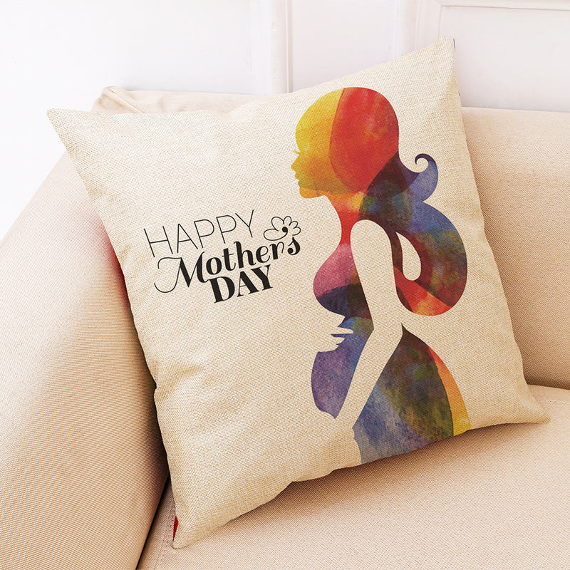 Honana Mother's Day Pattern Cotton Linen Throw Pillow Cushion Cover Car Home Sofa Decor