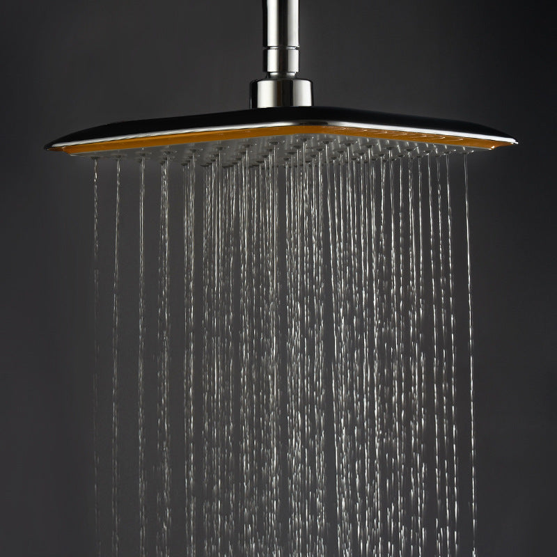 Mrosaa 9 Inch Top Rain Shower Head Square 360 Rotatable Pressurized Top Spray + Conversion rods + Hose + Shower Holder