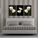 Miico Hand Painted Three Combination Decorative Paintings Botanic White Flower Wall Art For Home Decoration