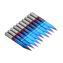 Drillpro 10pcs 0.1-0.7mm 20 Degree Engraving Bit Blue Nano Coated Carbide Flat Bottom PCB Engraving Bit CNC Router Tool