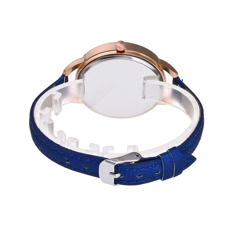 Fashion Cross Line Leather Band Ladies Dress Women Quartz Watch