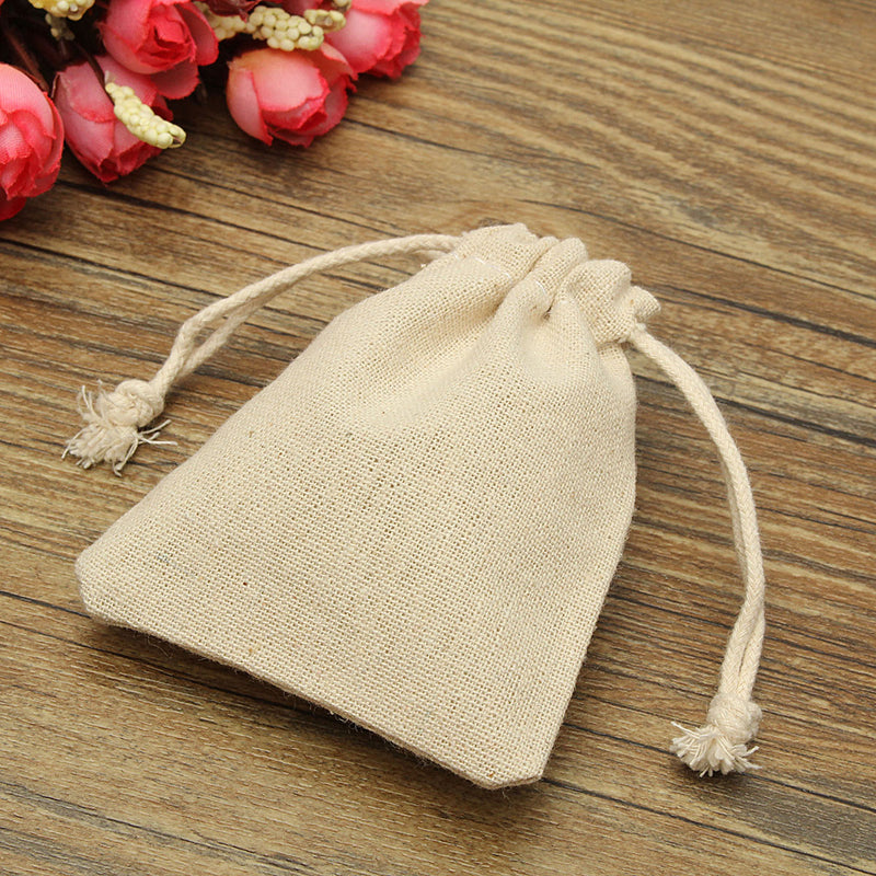 30Pcs Natural Linen Pouch Burlap Jute Sack Jewelry Pouch Drawstring Gift Bags 8x10cm