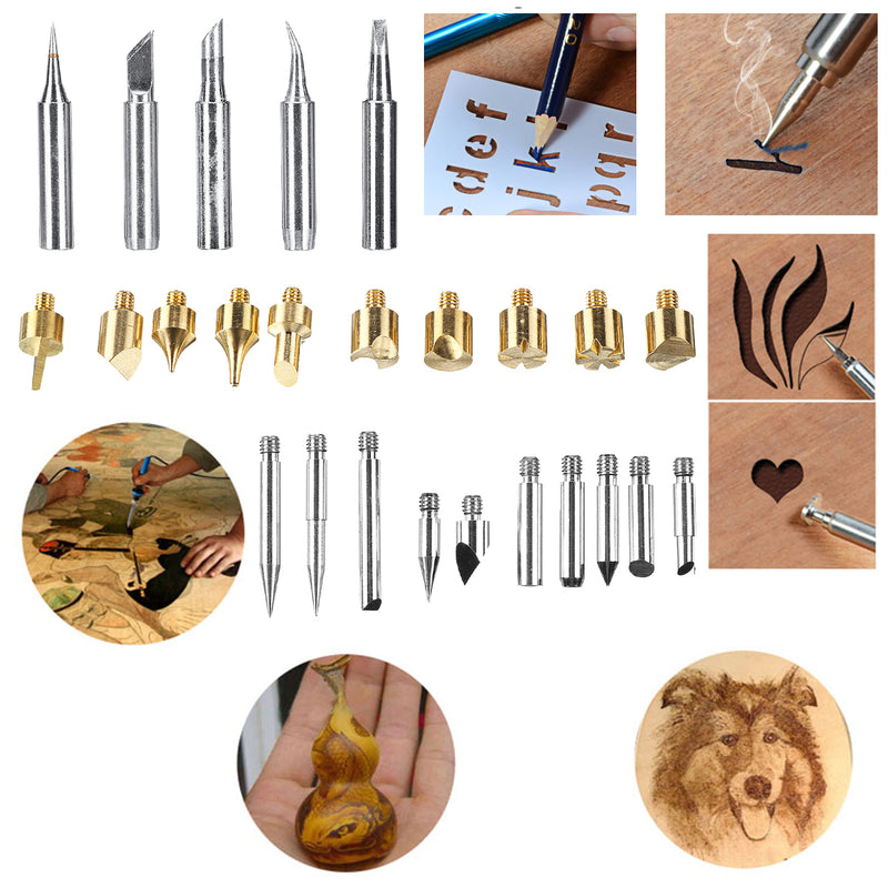 50Pcs 60W Wood Burning Adjustable Pen Solder Iron Tool Kit Pyrography Craft Set