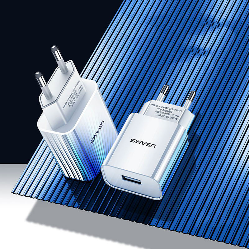 USAMS 2.1A Fast Charging USB Charger EU Plug Adapter For iPhone X XS HUAWEI P30 Mate20 XIAOMI MI9 S10 S10+