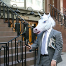 Halloween Dog Horn Horses Mask Unicorn Animal Head Cover Cosplay Latex Sets