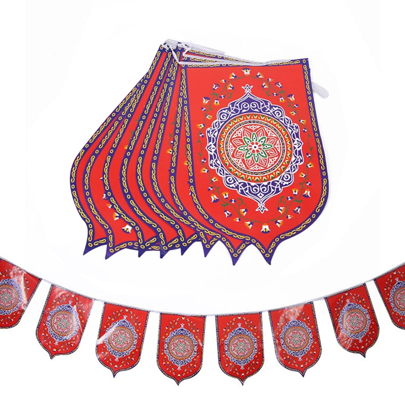 8Pcs/Set Ramadan Flag Islamic Arabic Bunting Flags Eid Mubarak Party Decorations Banner