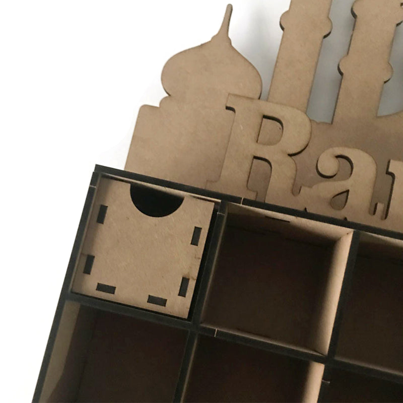 Ramadan Advent Calendar DIY House Drawer 30 Grids MDF Stand Rack Decorations