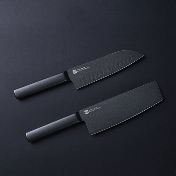 HuoHou Cool Black Kitchen Non-Stick Knifes Stainless Steel Knifes Set 307mm Slicing Knifes and 298mm Chef Knifes Cutter from Xiaomi Youpin