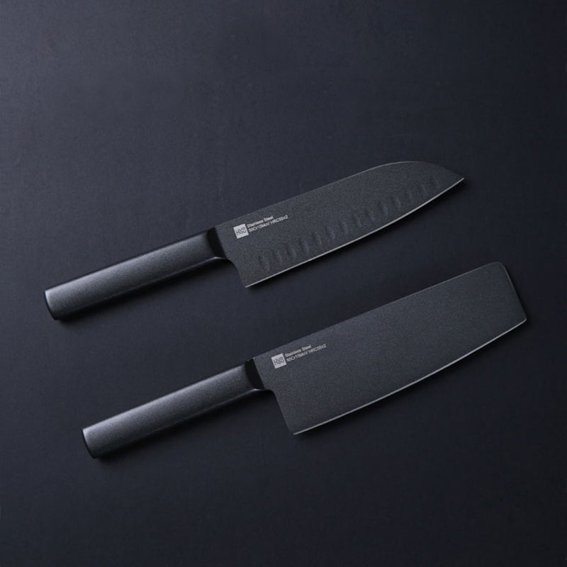 HuoHou Cool Black Kitchen Non-Stick Knifes Stainless Steel Knifes Set 307mm Slicing Knifes and 298mm Chef Knifes Cutter from Xiaomi Youpin
