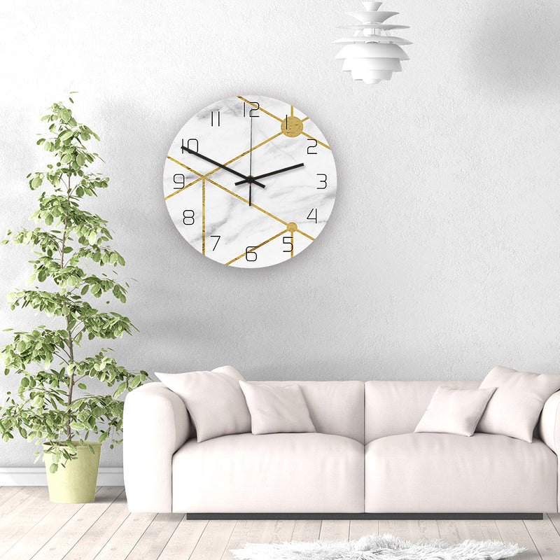 Loskii CC016 Creative Marble Pattern Wall Clock Mute Wall Clock Quartz Wall Clock For Home Office Decorations