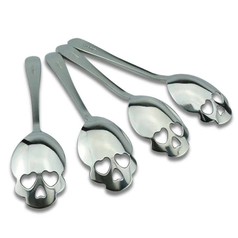 KCASA KC-FS05 Skull Shape Stainless Steel Tea Coffee Sugar Stirring Spoon Cooking Spoon 1 Piece