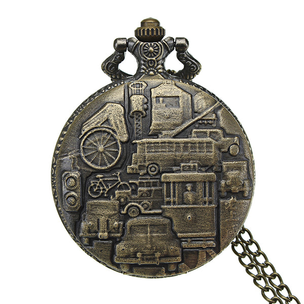 DEFFRUN Vintage Transportation Classic Analog Quartz Pocket Watch