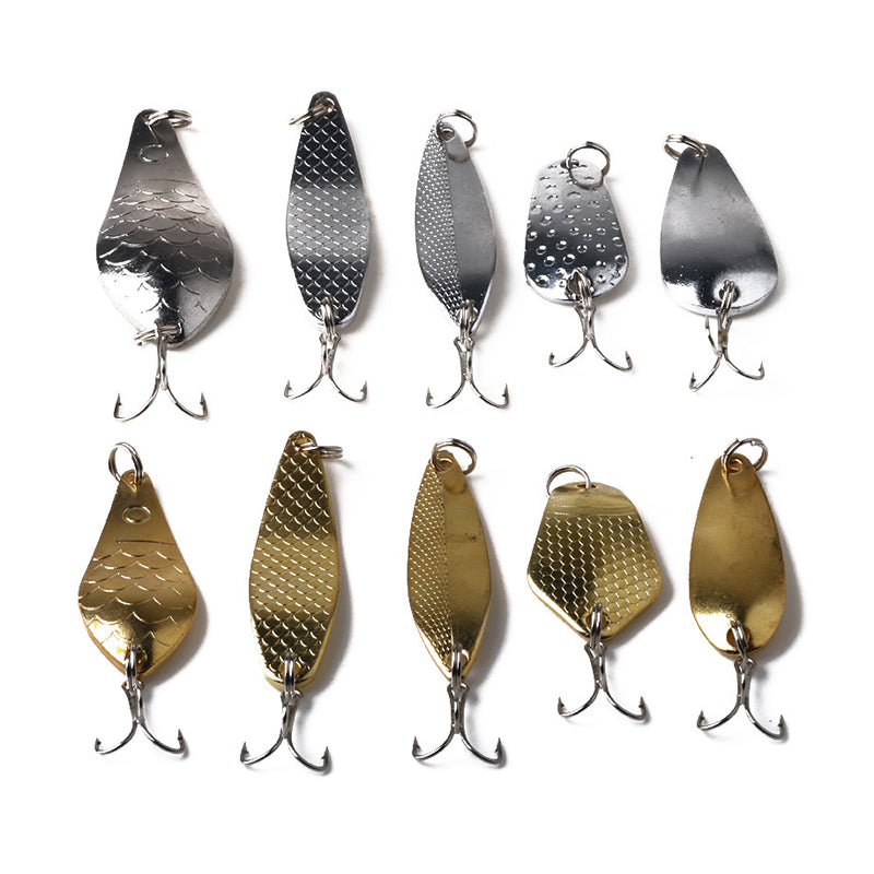 ZANLURE 10pcs/set Metal Sequins Fishing Lure Spoon Bait Set Treble Hooks With Box Fishing Tackle