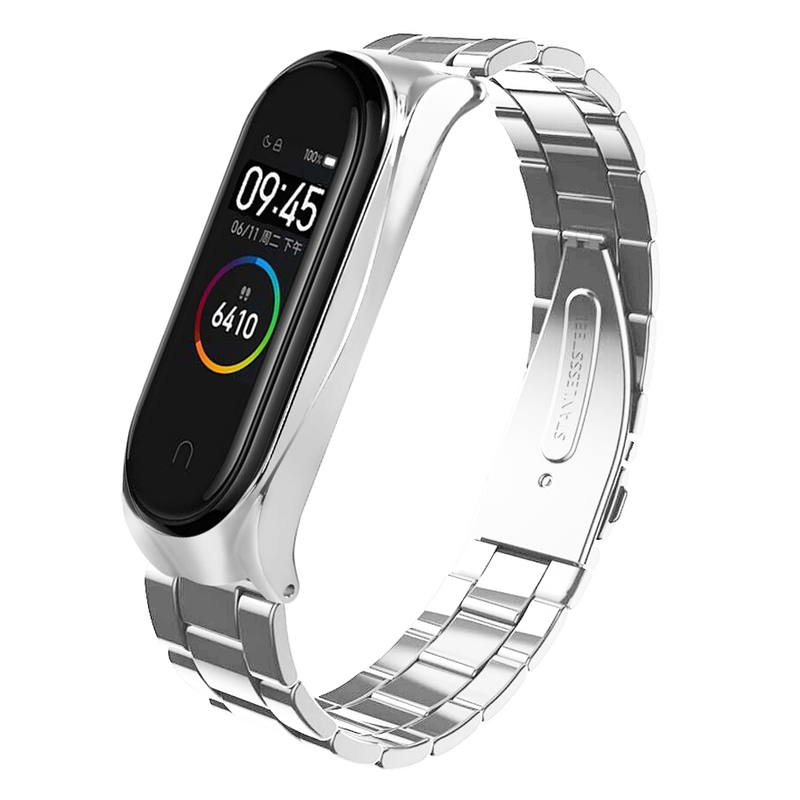 Bakeey Three Beads Solid Stainless Steel Watch Band Watch Strap Replacement for Xiaomi Miband 4