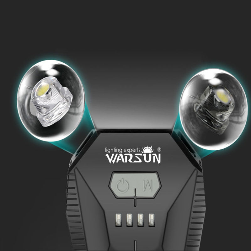 WARSUN COB 4Modes IPX5 USB Rechargeable 20CM Sensor Fishing Headlamp Outdoor Portable Lightweight Clip-On Fishing Lamp-Black