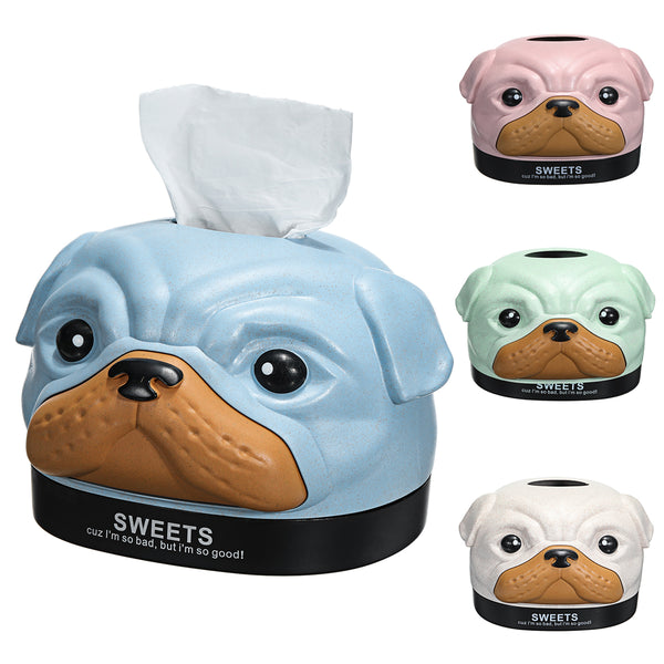 Tissue Box Dispenser Dog Cover Paper Storage Holder Napkin Organizer Home Case