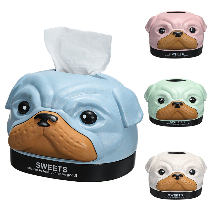 Tissue Box Dispenser Dog Cover Paper Storage Holder Napkin Organizer Home Case