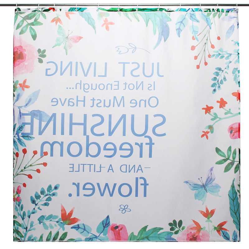 Sunshine Waterproof Bathroom Shower Curtain Toilet Cover Mat Non-Slip Rug Set