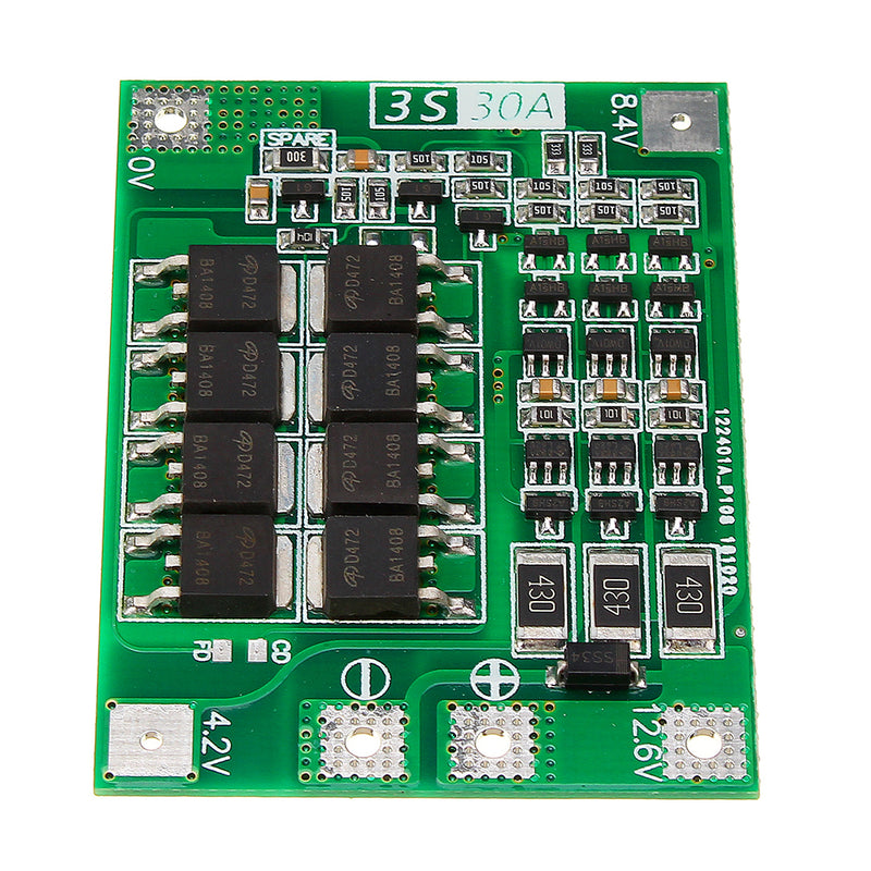 3 Series 11.1V 12.6V 18650 Lithium Battery Protection Board and Strip Equalization 30A