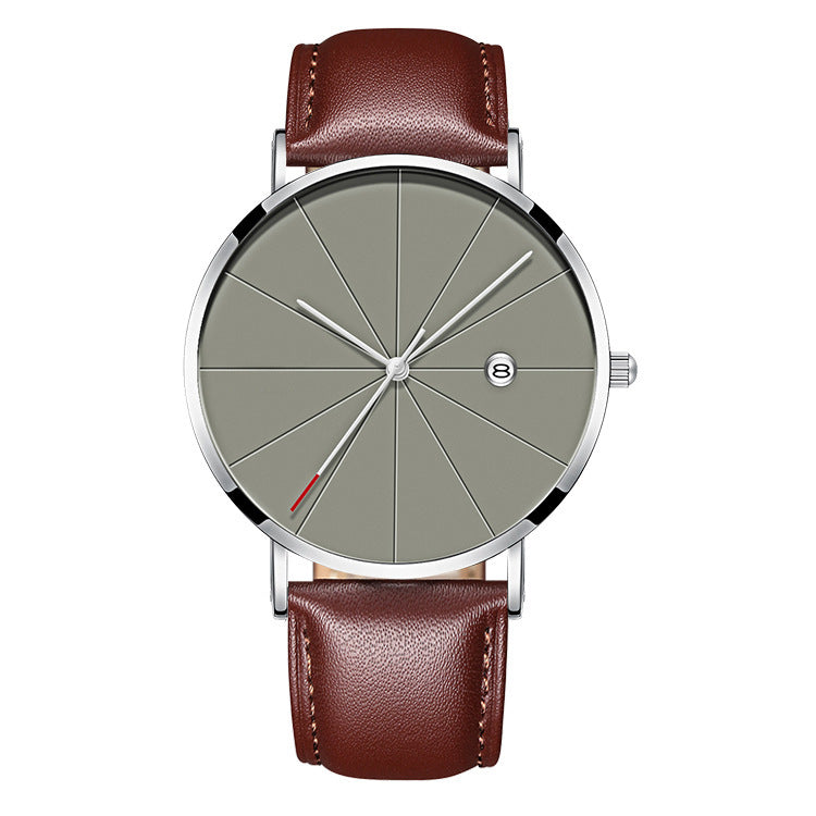 Deffrun Casual Style Business Men Wrist Watch Leather Strap Quartz Watch