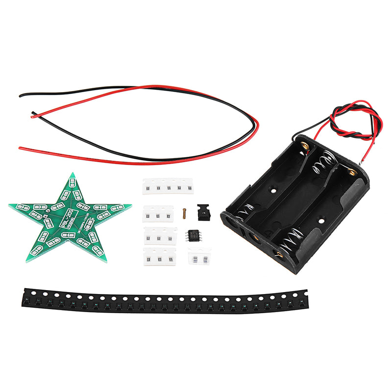 10pcs Blue DIY SMD Pentagram LED Flash Light Electronic Practice Kit With Battery Case