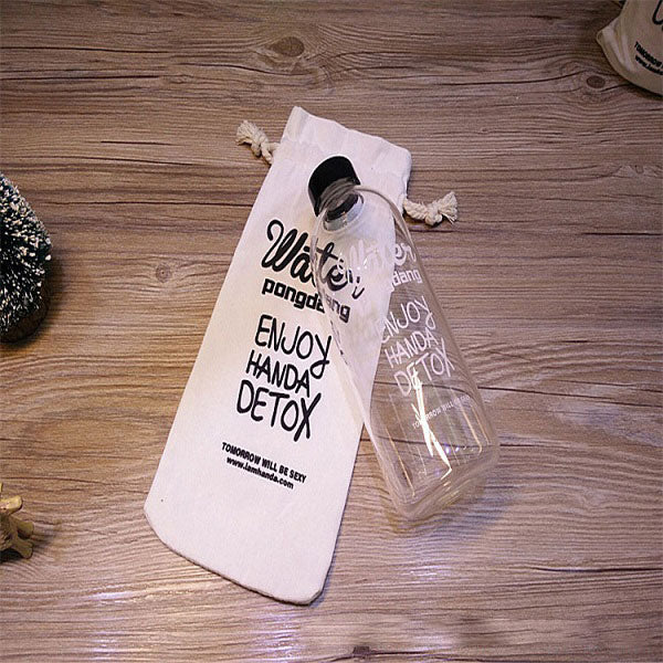 Creative 1L High Capacity Water Glass Drinkware Transparent  Water Bottle with a Bag