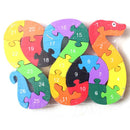 Kids Child Wooden Block Toys Alphabet Number Building Jigsaw Puzzle Snake Shape