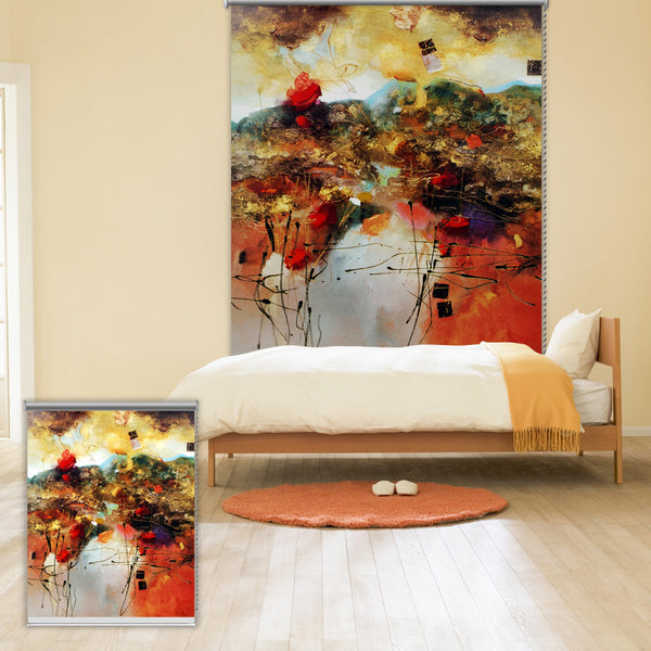 PAG Wall Decor Window Curtain Roller Shutters Colorful Abstract Painting Roller Blind Background