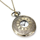 DEFFRUN Vintage Roma Steampunk Quartz Pendant Necklace Women Pocket Watch